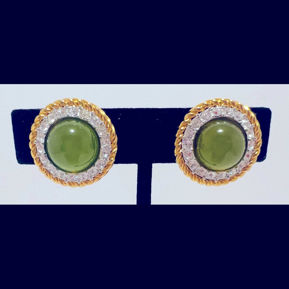 Joan Rivers Vintage Classic Collection Gold Tone Clip On Multi Gem Earrings